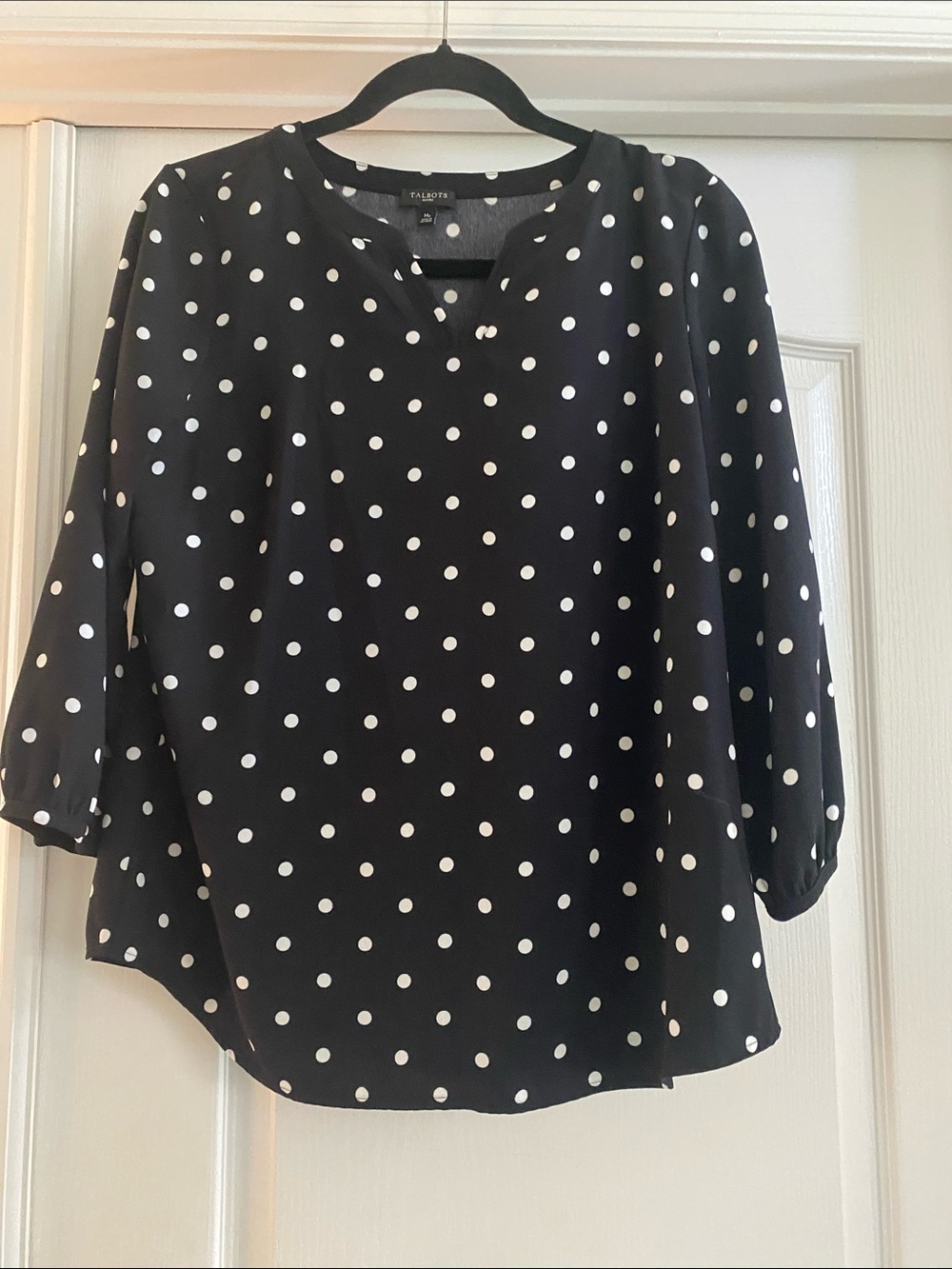 Talbots Black and White Polka Dot Blouse